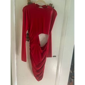 Red poly/spandex hot girl dress w cutouts